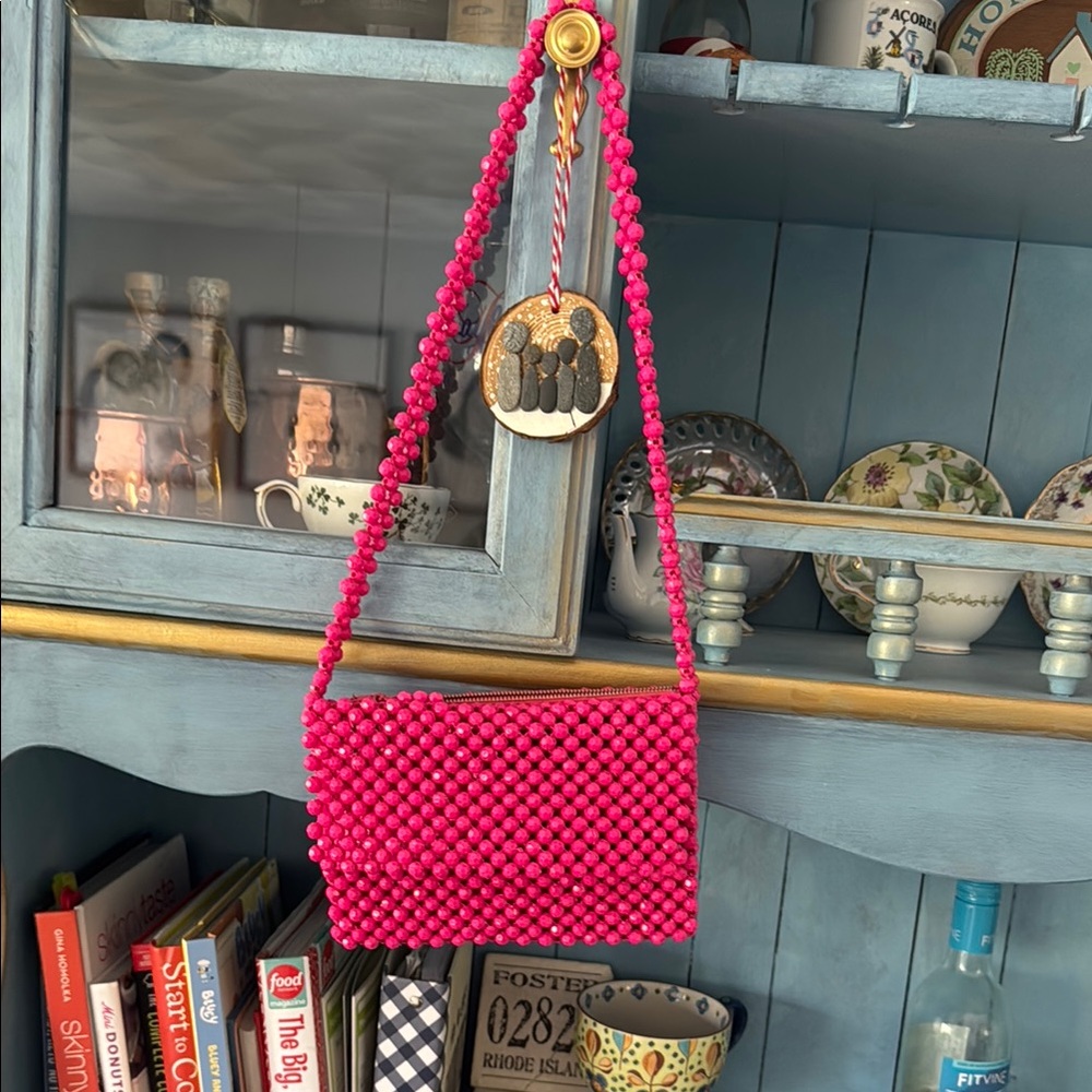 Pink Structured Shoulder Bag with Chain Strap